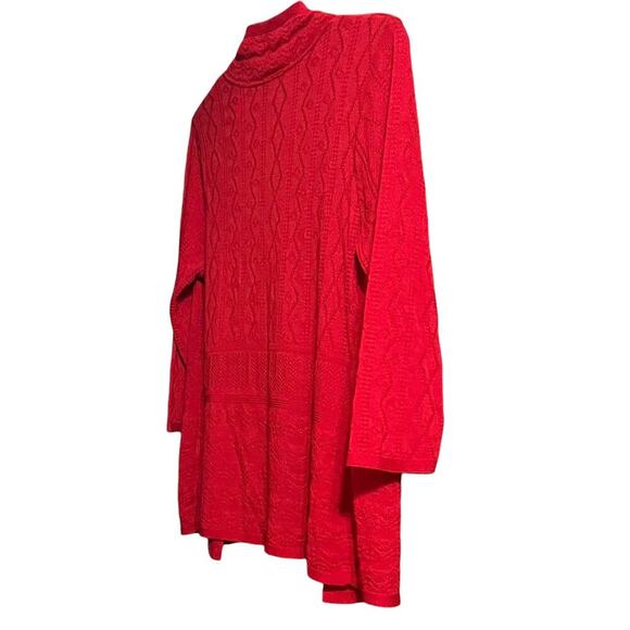 NOTATIONS LONG SLEEVE, OPEN FRONT, ACRYLIC SWEATER, WOMENS, M, RED, NO BUTTONS - Picture 5 of 11